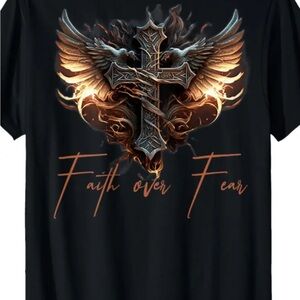 Faith Over Fear Black Graphic T-Shirt